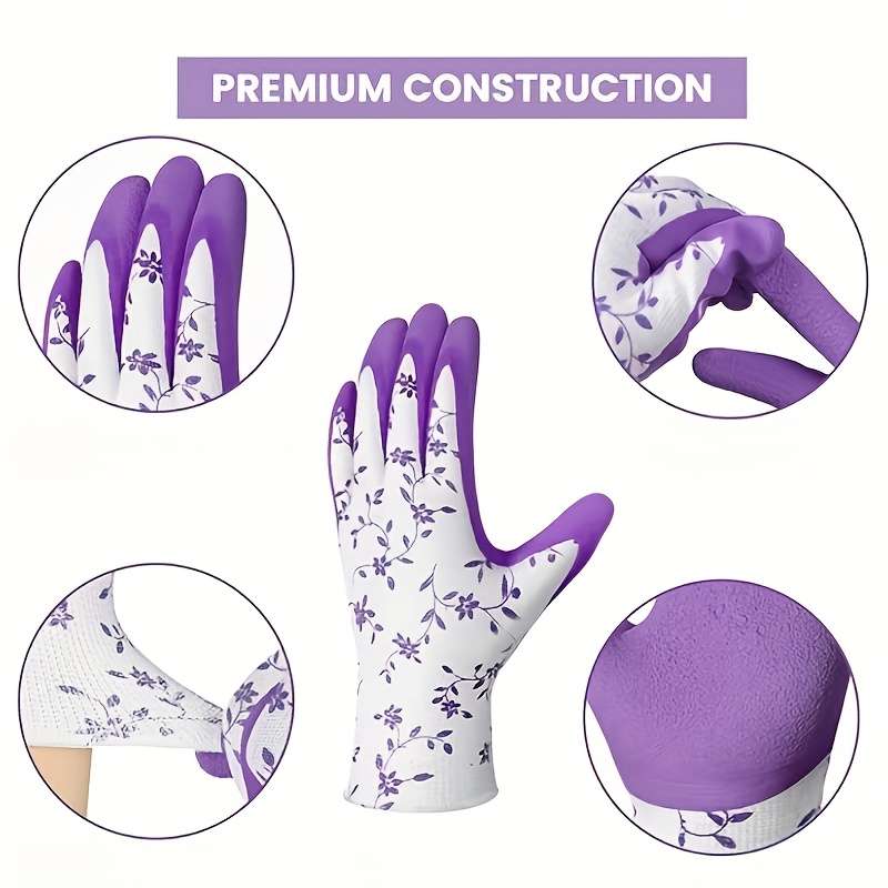 6 Pairs Green Set And Purple Set Multi Purpose Work Gloves