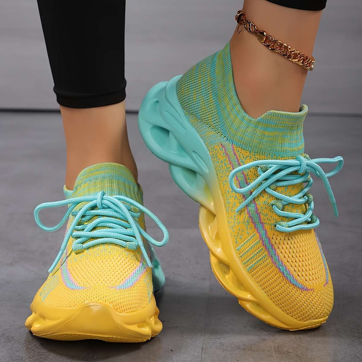 Women S Sneakers Color Gradient Green Sizeuk 8