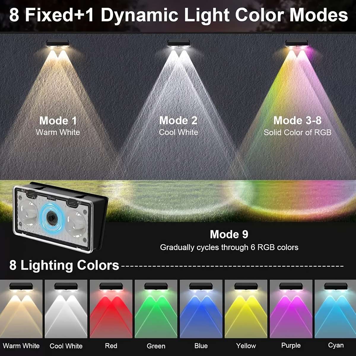 2 Packs RGB Outdoor Solar Light