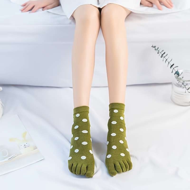Women S Socks Color Round Dot Mixed Color 5 Pairs Pack Size Onesize