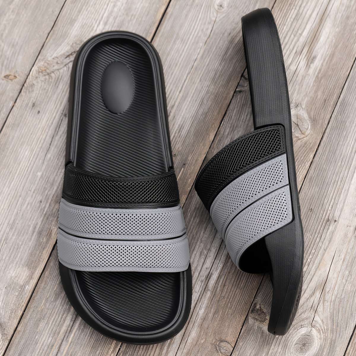 Men Slippers Summer Style Black Size Uk 6.5 To 7
