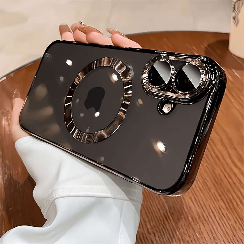 1pc Black For iPhone 16 Pro Max Sleek And Luxurious Transparent Phone Case