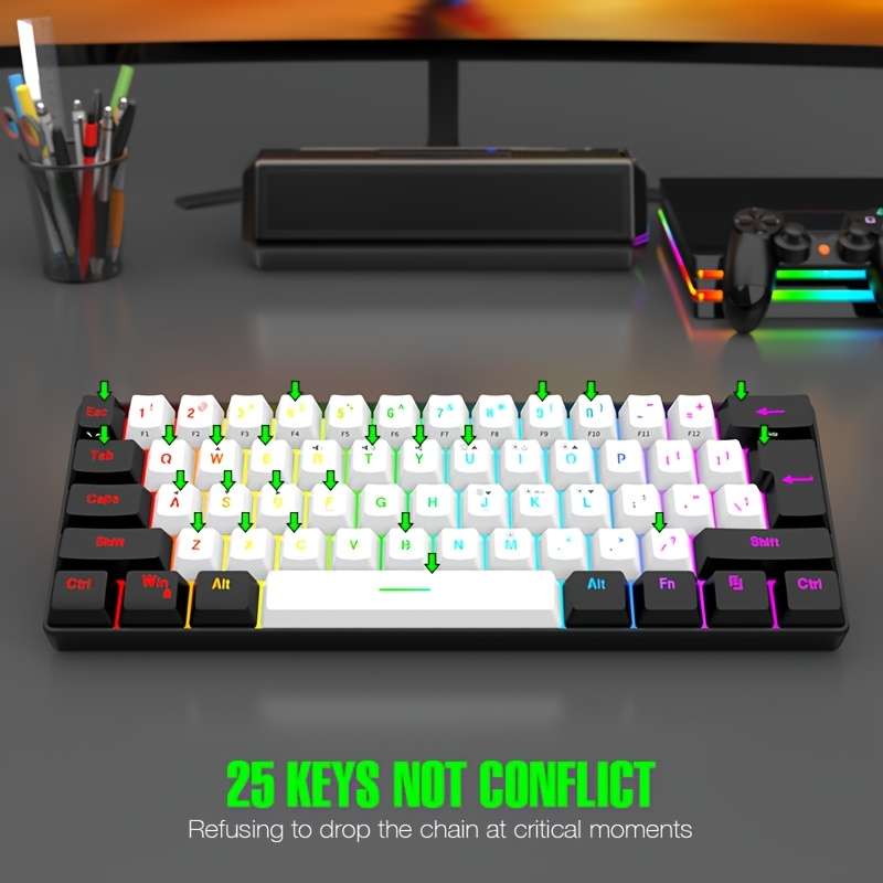 Keyboard Color G61 White And Black
