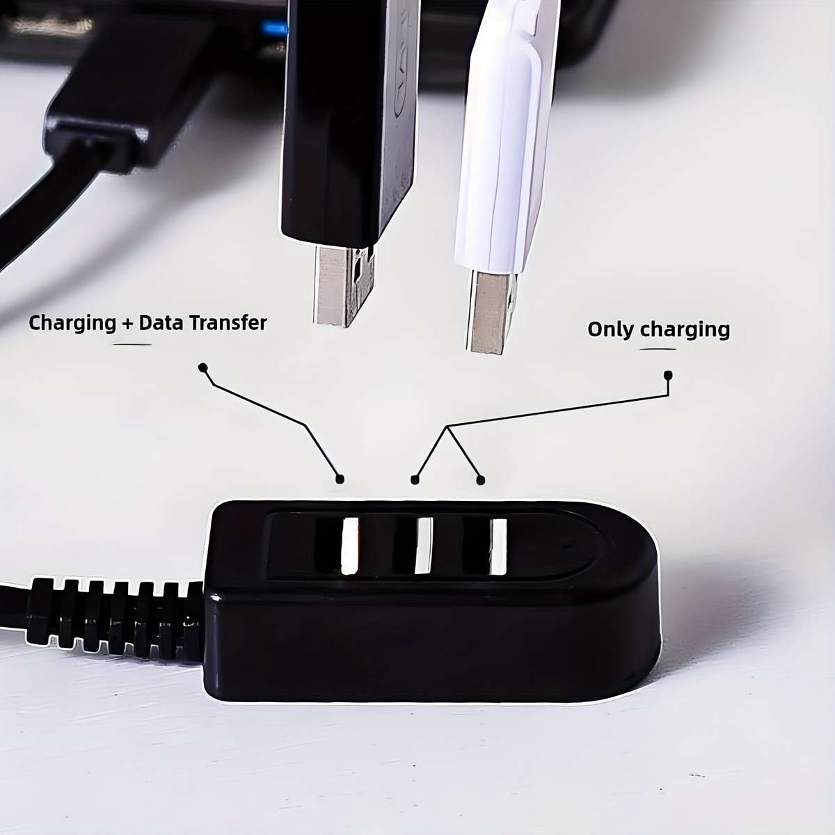 1pc 30cm 3in1 USB Multi-Port Adapter Cable 3 USB Charging with Data Transfer Night Light Car