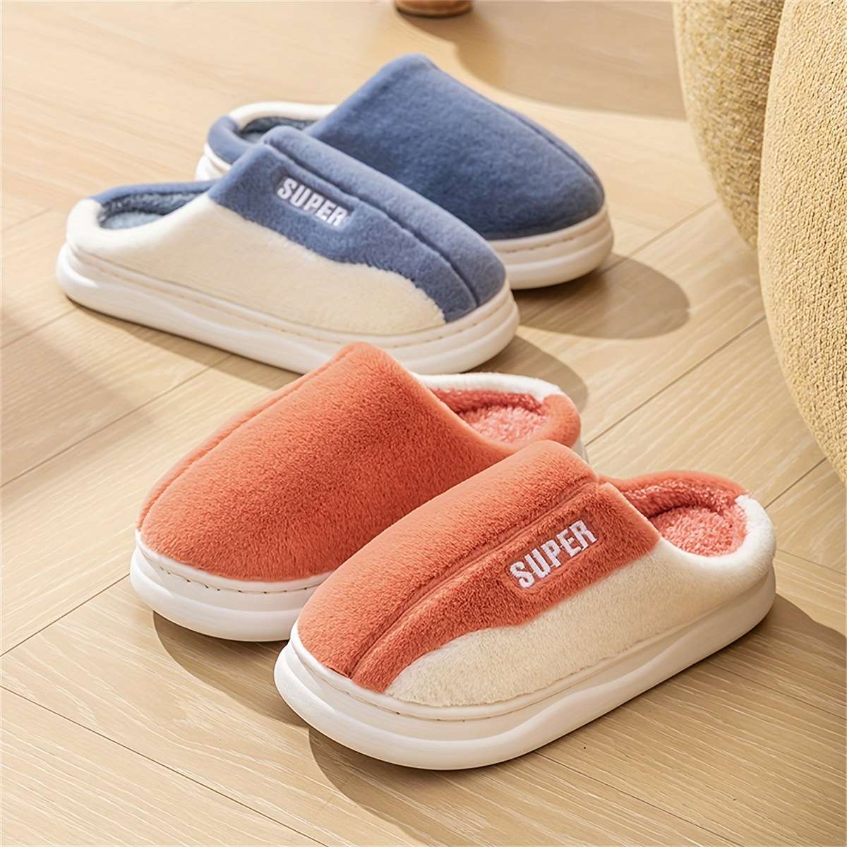 Cotton Slippers Color Bean Paste Sizeuk 6.5-7