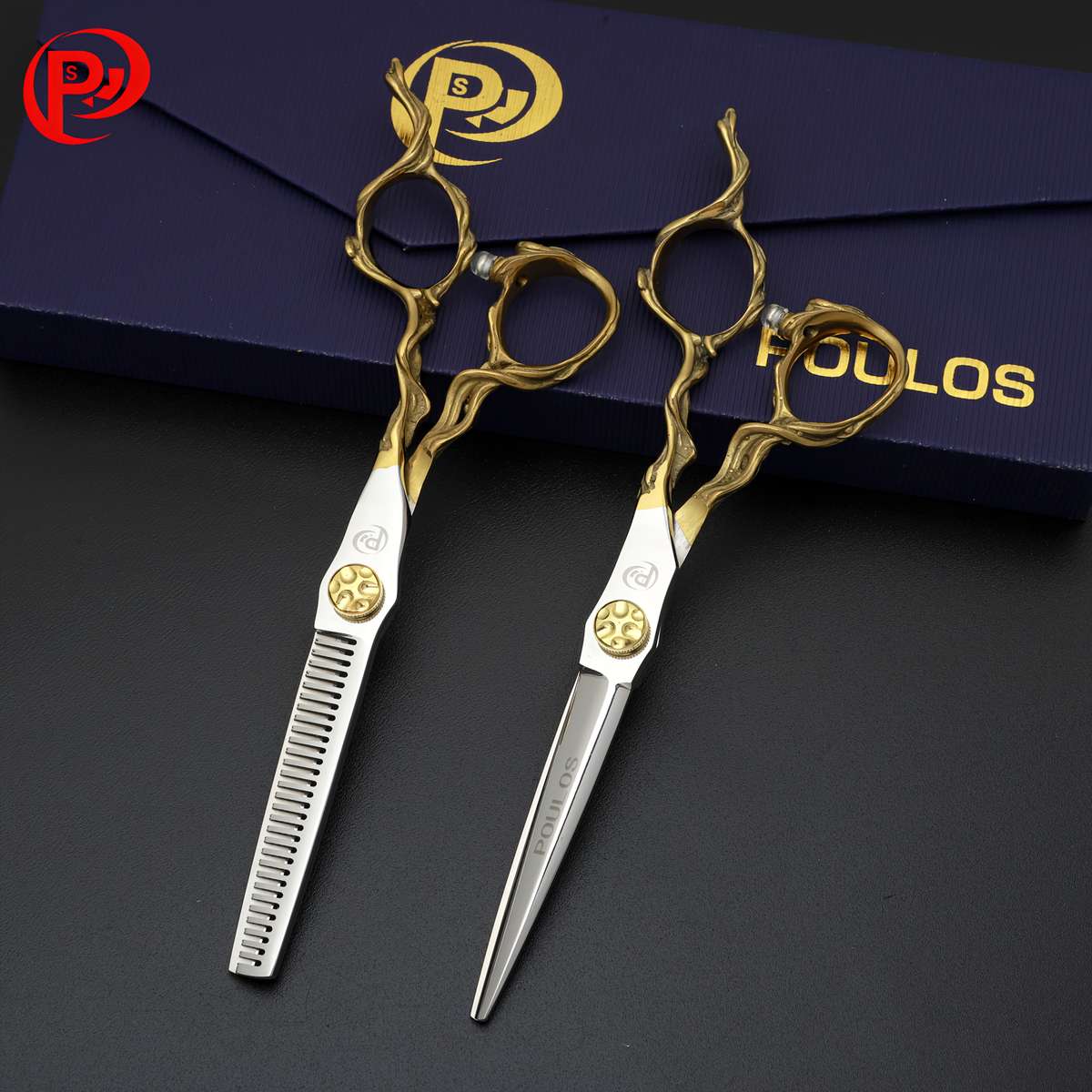 Hairdressing Scissors Style Poulos440C Two Tone Thinning Shears Hair Loss