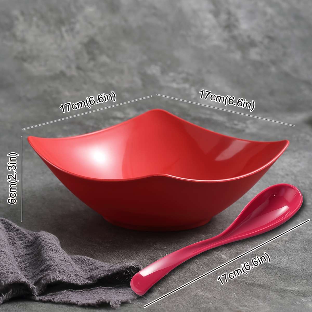 Bowl Color Red Model2Pcs 1 Bowl  1 Spoon