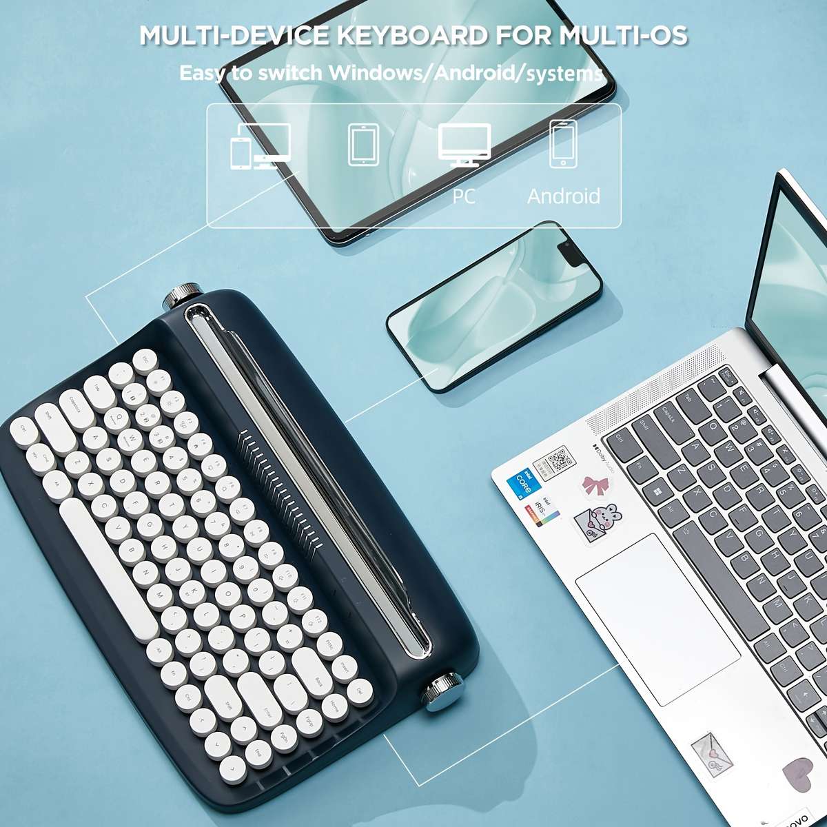 YUNZII B303 Blue Wireless Keyboard