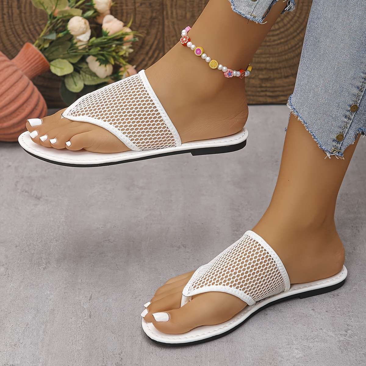 Ladies Summer Flip Flops Orange Uk 6.5