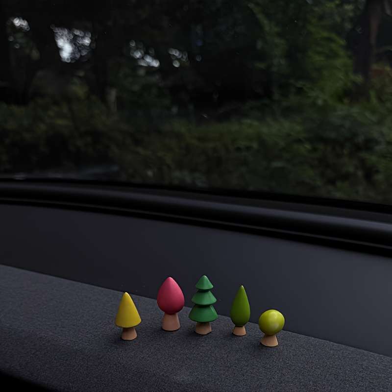Car Interior Decor Style Colorful Small Tree 5 Piece Set