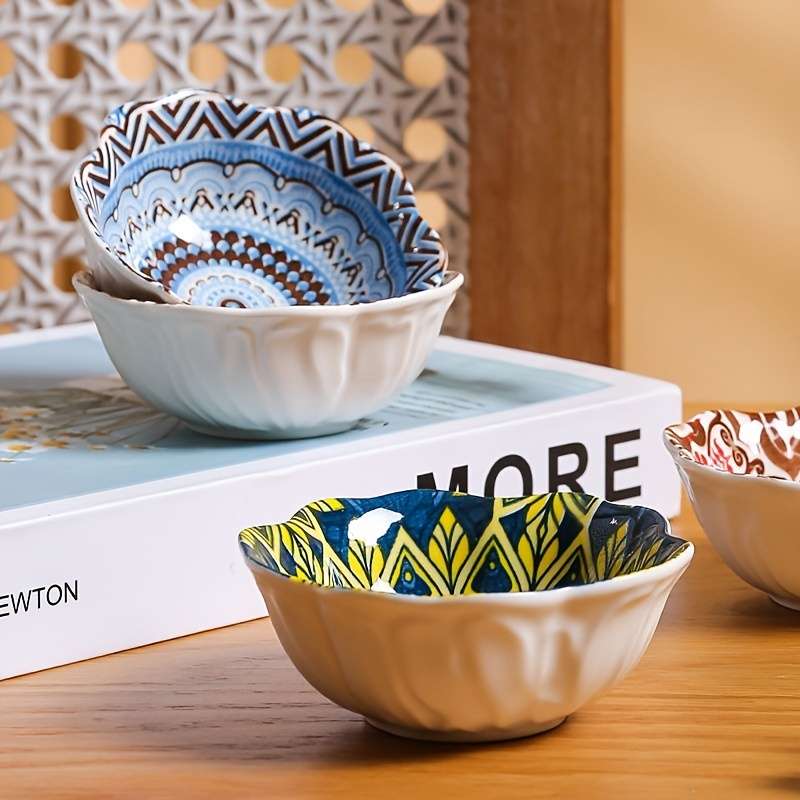 Bowl Color 4Pcs Bohe Flowers Plates