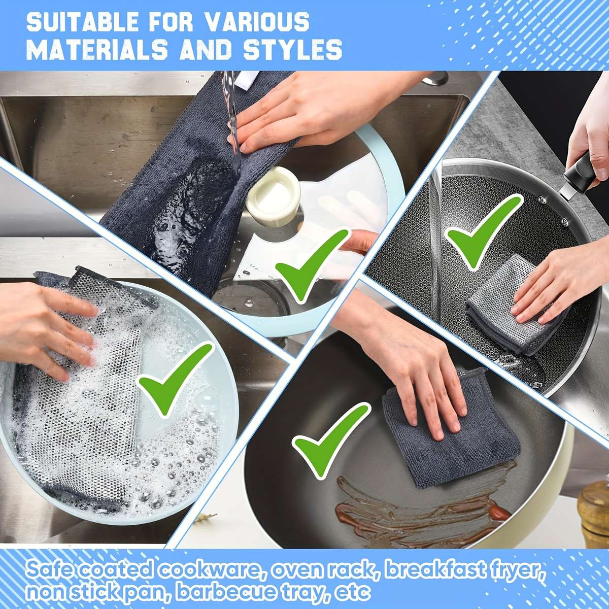 Rag Material Double Layer Double Sided Quantity 5Pcs