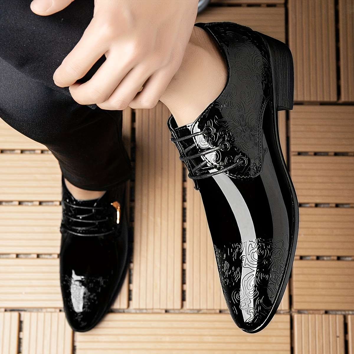 Mens Leather Shoes Color Black Sizeuk 7