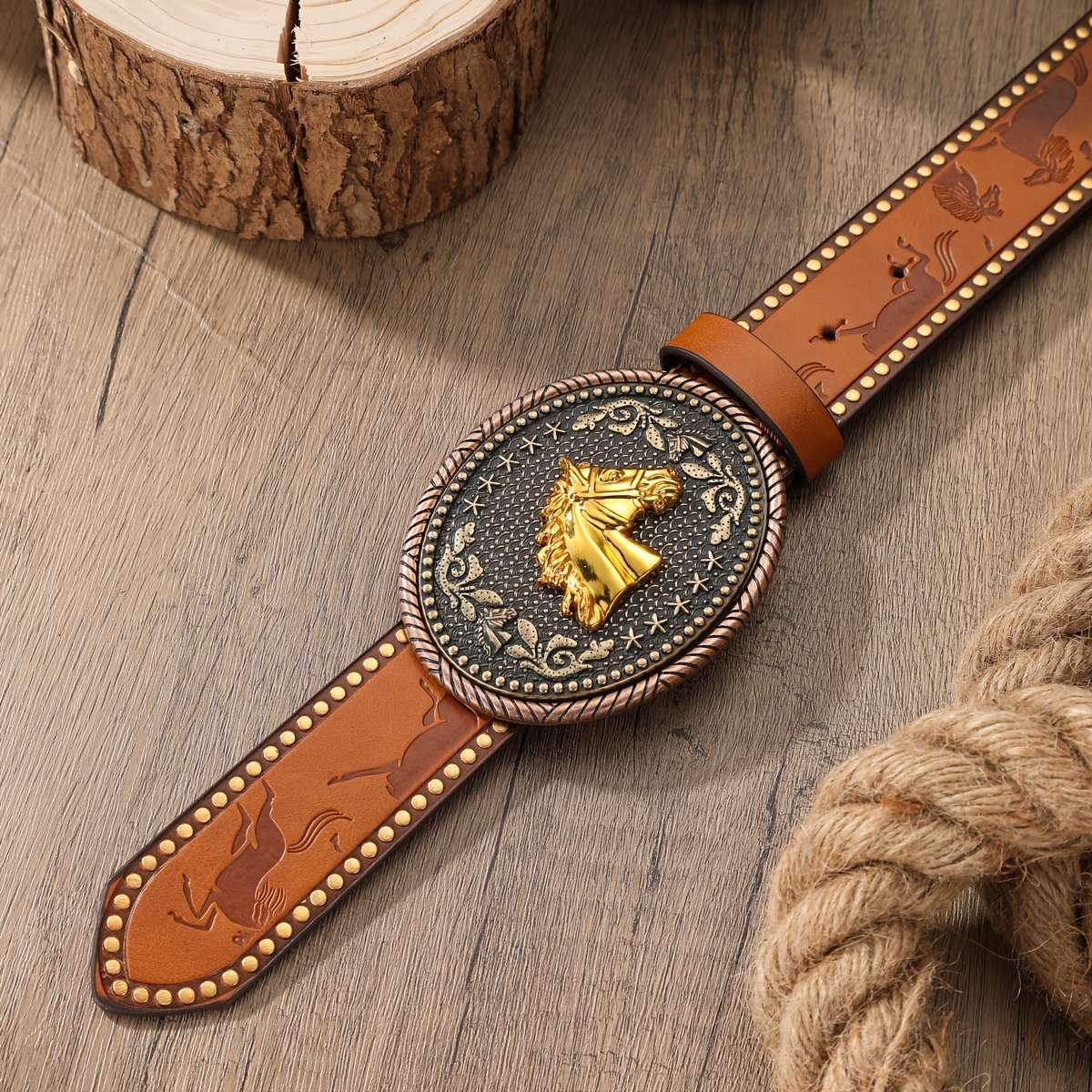 Belt Color Camel Bronze Colored Buckle Size 120Cm 47.2Inch
