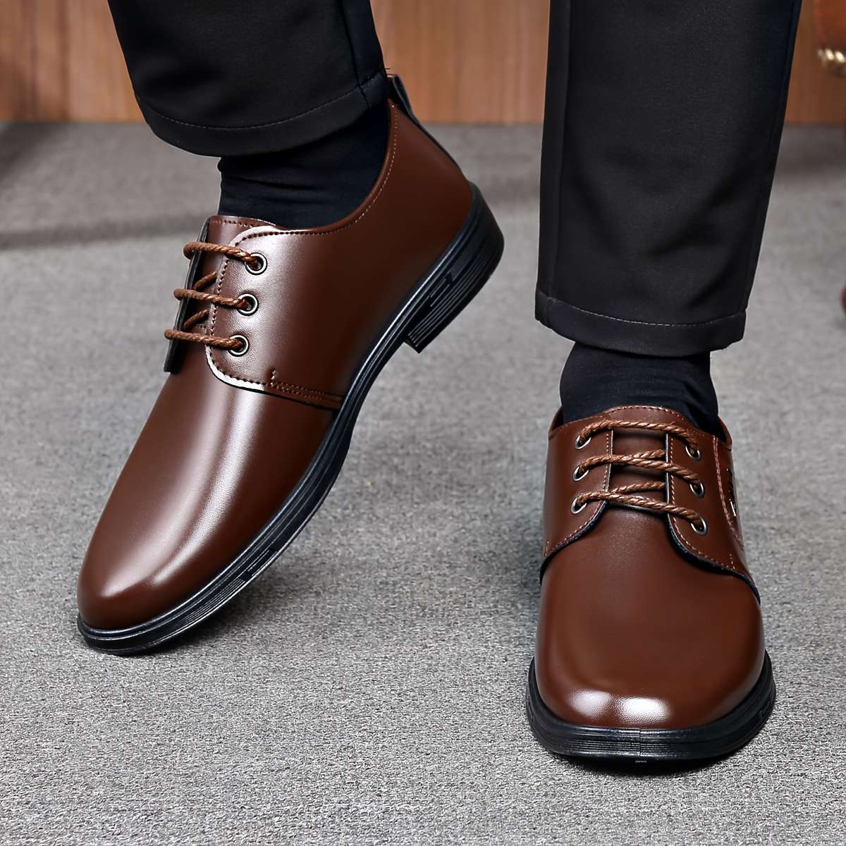 Mens Leather Shoes Color Black Sizeuk 8.5