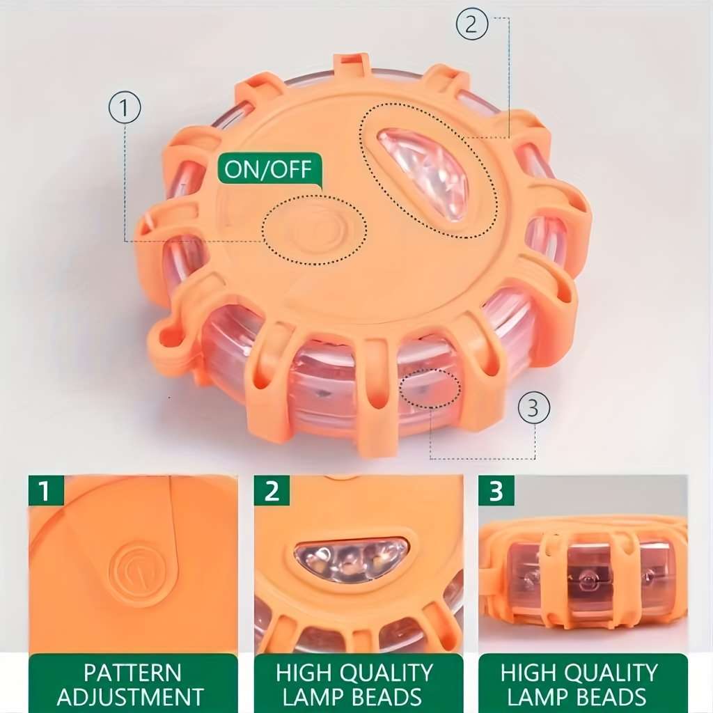 1pc Emergency Light Obstacle Warning Light Rotating Light 12+3 LED Traffic Warning