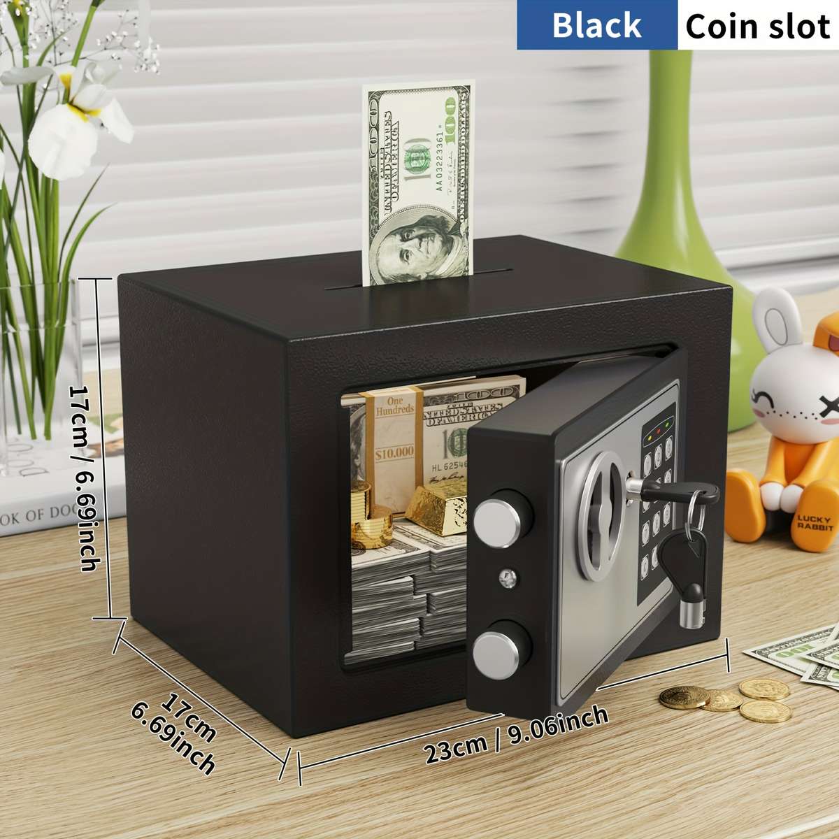 Safe Color Black Coin Slot Model17E Password Box