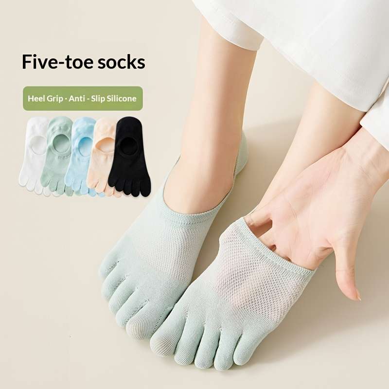 Women S Socks Color 5 Pairs Whiteblackgreenblueflesh Size Onesize
