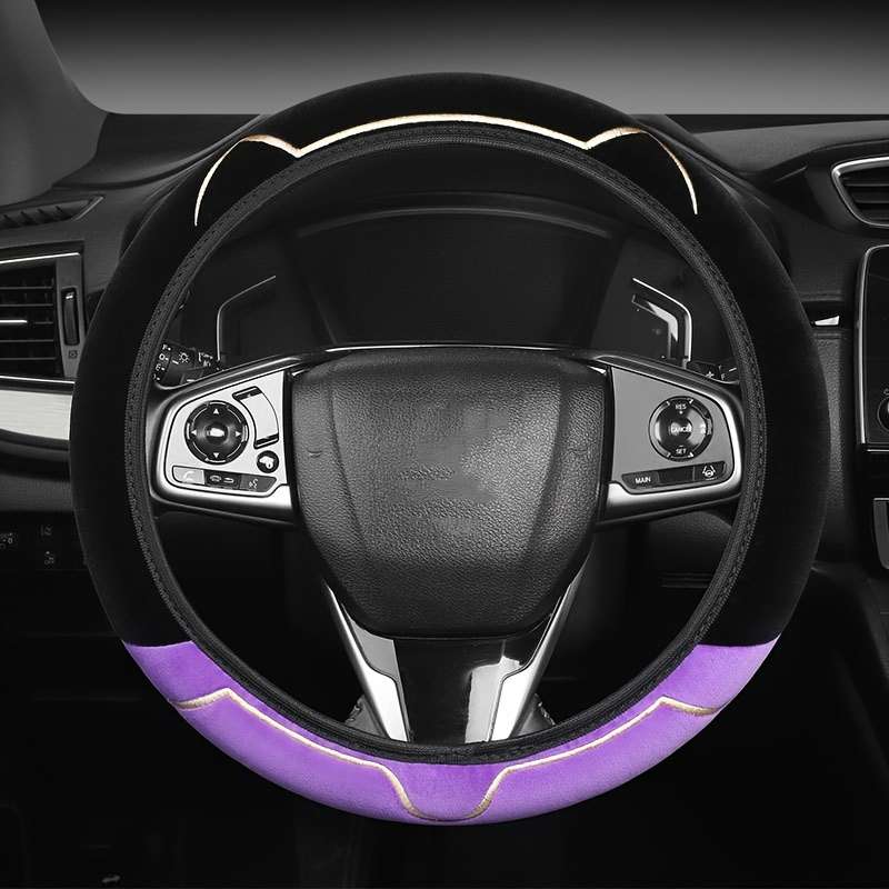 Car Steering Wheel Cover Black+Light White