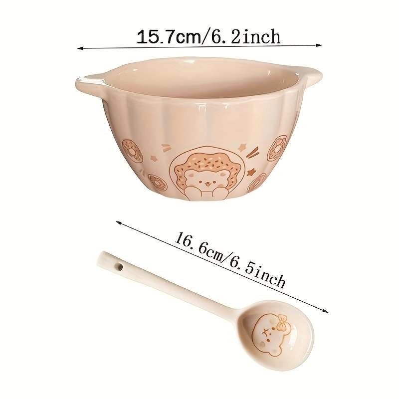 Bowl Items Two Mixed Color Bear Bowls With Spoon