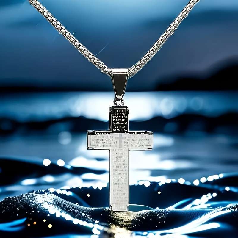 Plated Christian Scripture Cross Pendant Gold