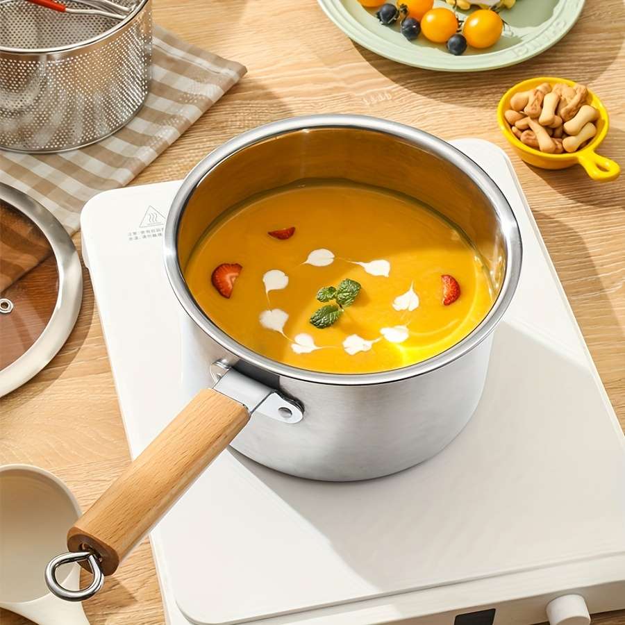 Cookware Pot Quantity Pot  Lid  Frying Basket 3Piece Set