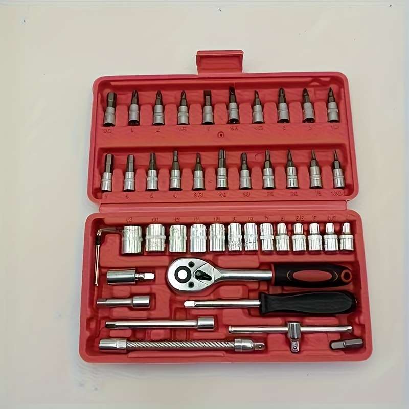 Screwdriver Bit Tool Set Color Red 46 Piece Set