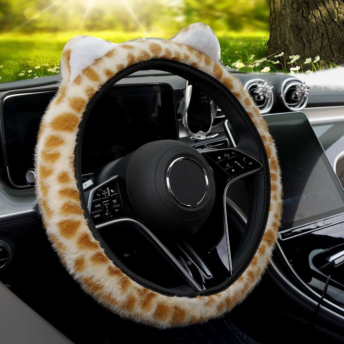 Car Steering Wheel Cover White Coffee
