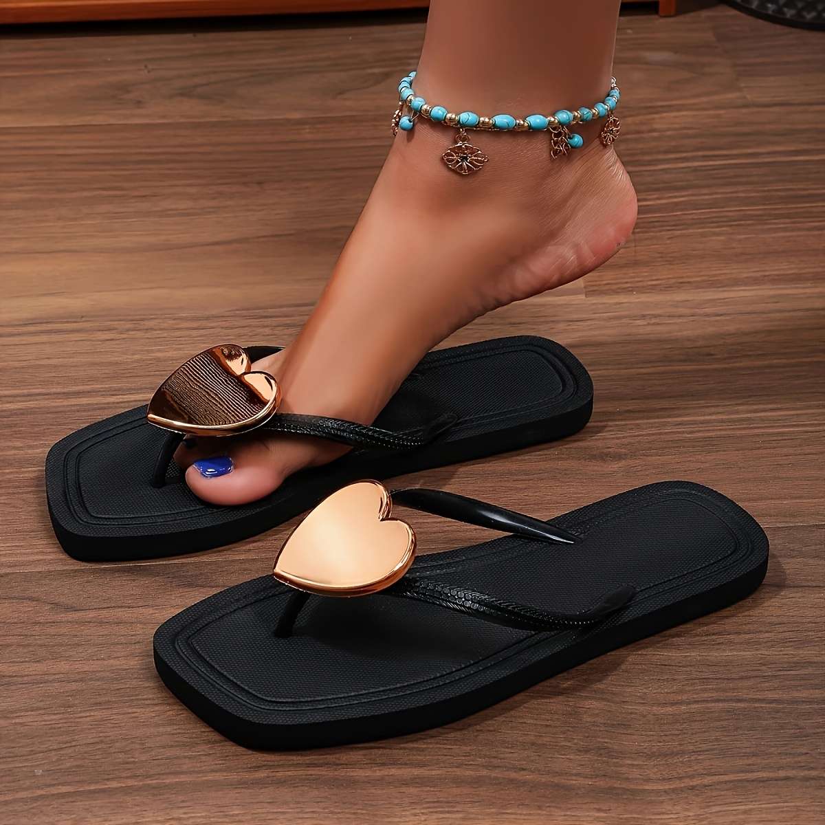 Ladies Summer Flip Flops Black Uk 7.5-8