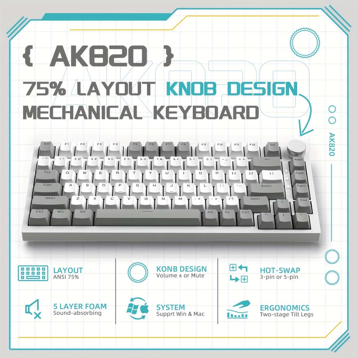 AJAZZ Wired Full-Key Hot-Swappable Keyboard