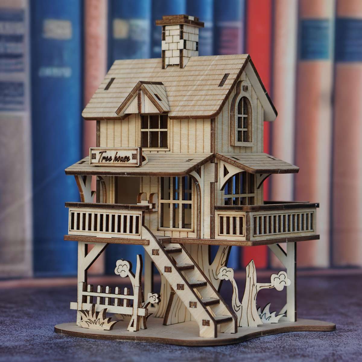3D Building Model Puzzle Set Items Wooden House