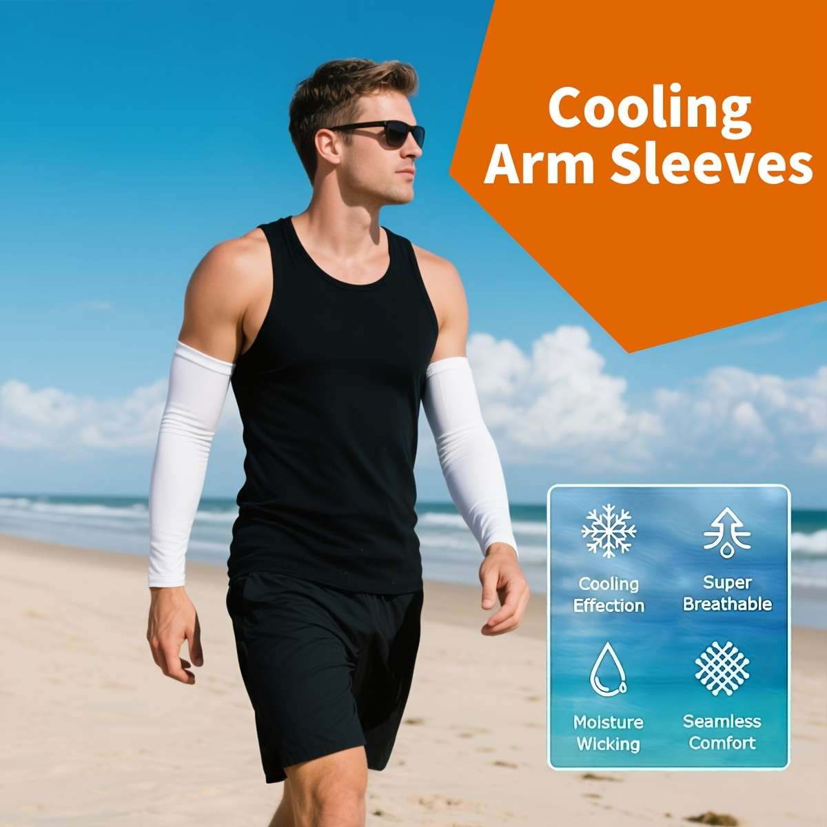 Sunscreen Sleeves Color 2 Black 2 Sky Blue White Gray
