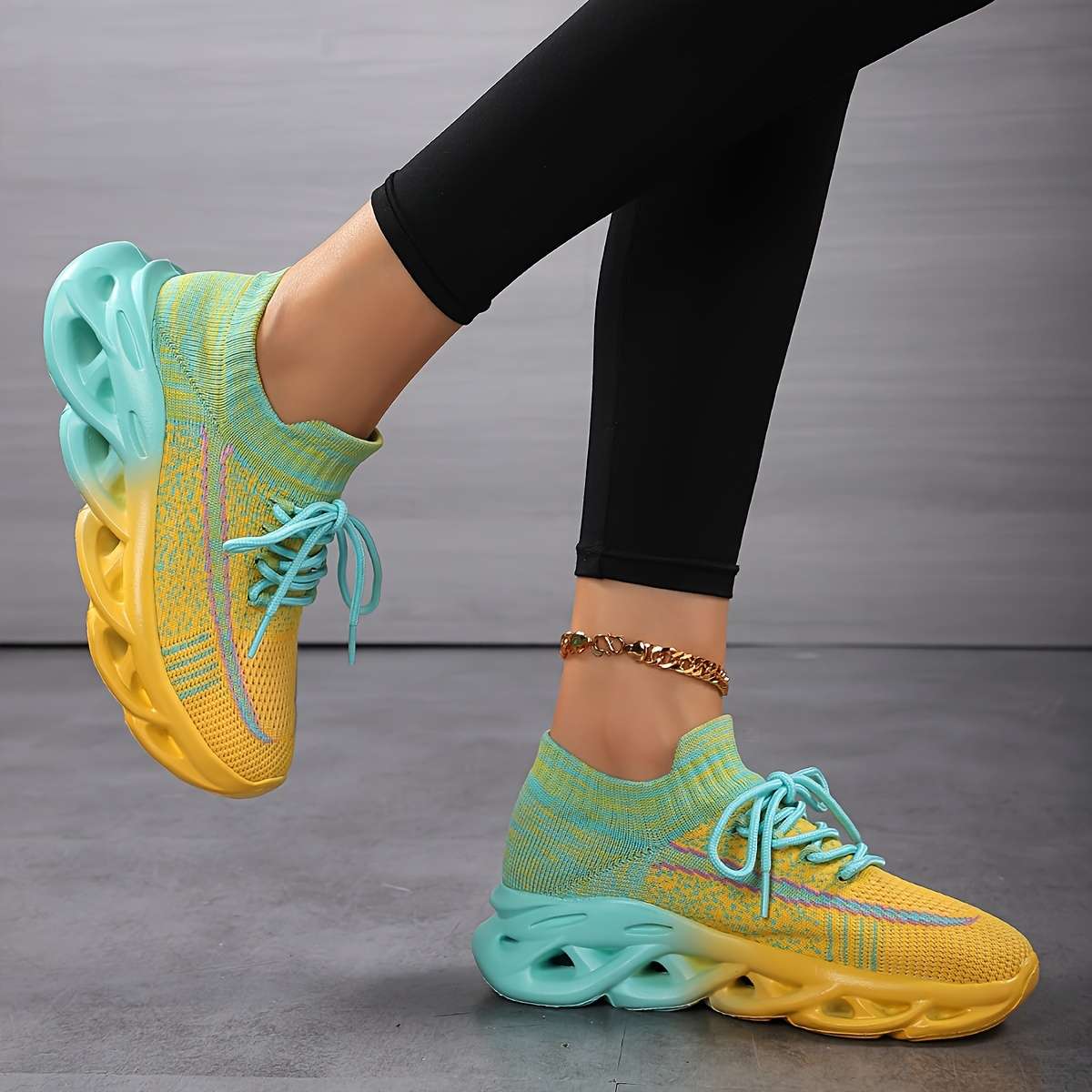 Women S Sneakers Color Gradient Green Sizeuk 8