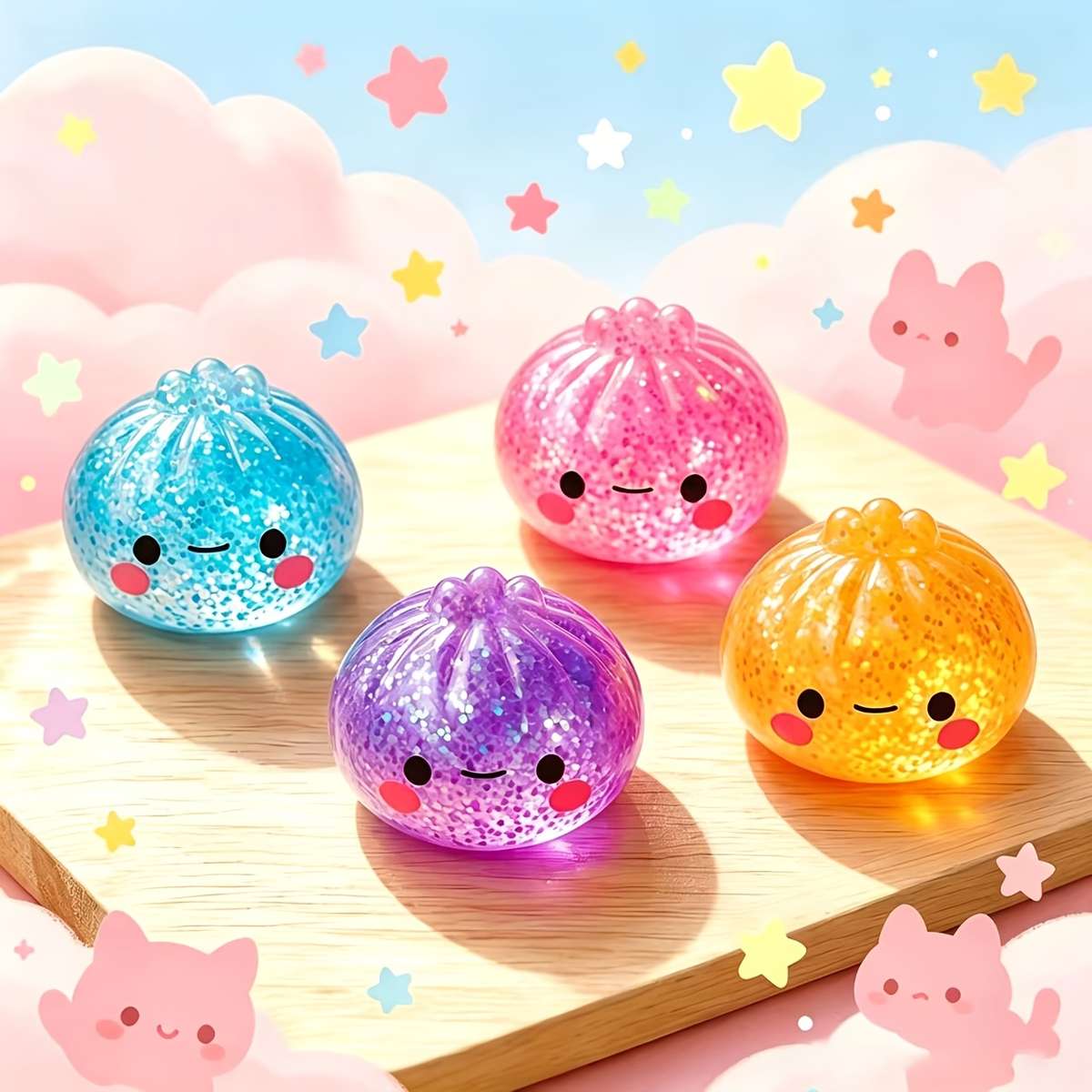 Squeezable Toys Style Summer Limited Edition Mini Steamed Buns Random Colors Quantity 9Pcs