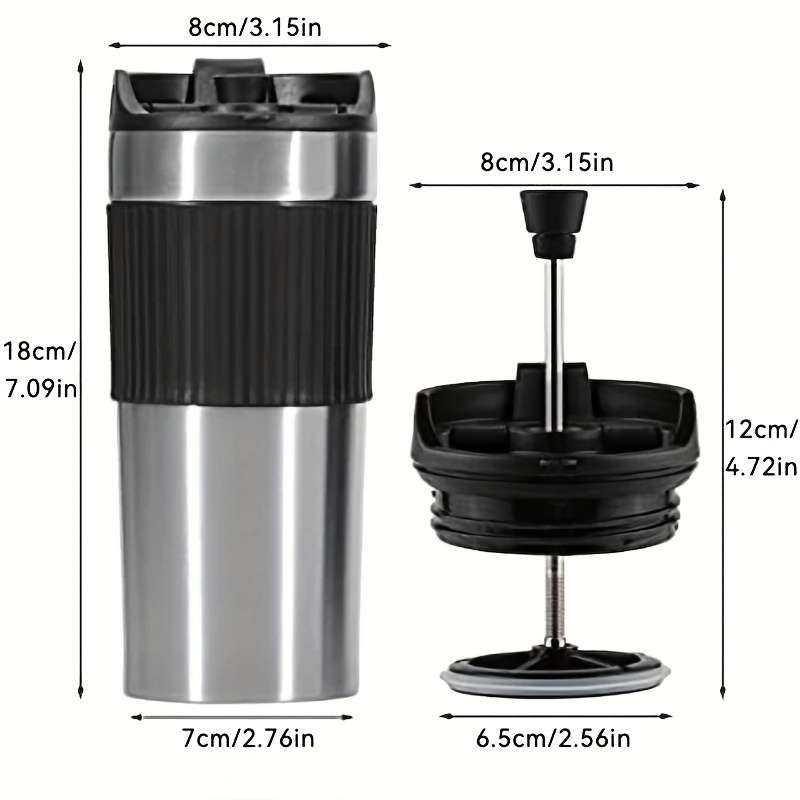 Portable French Press Coffee Maker Double Wall Insulated Travel Mug With 450Ml