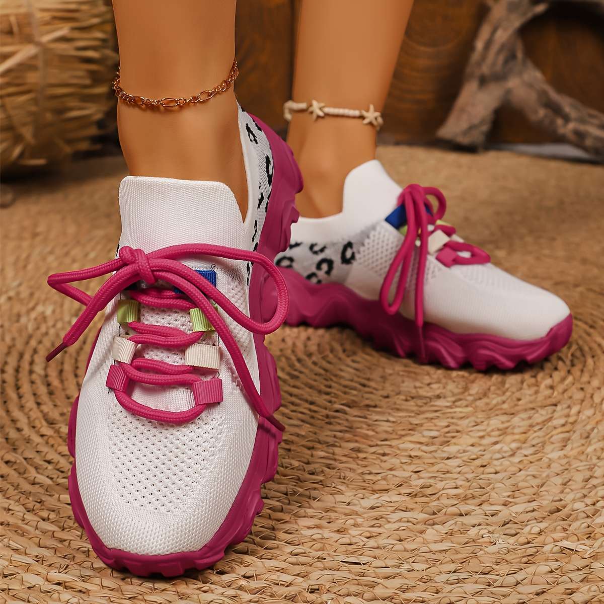 Women S Sneakers Color Pink White Sizeuk 4