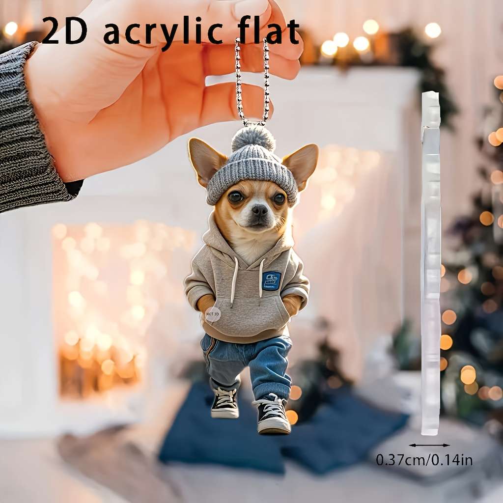 Car Interior Decor Style Chihuahua Casual Outfit Wearing Knitted Hat