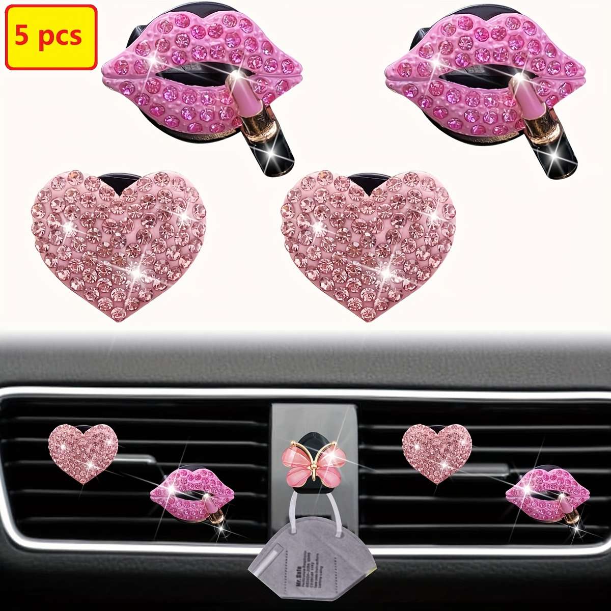 Car Interior Decor Color 2 Mouths  Add  2 Hearts