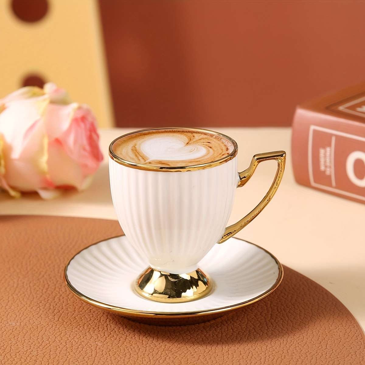 Water Cup Color 6 Cup And Saucer Striped Goblet