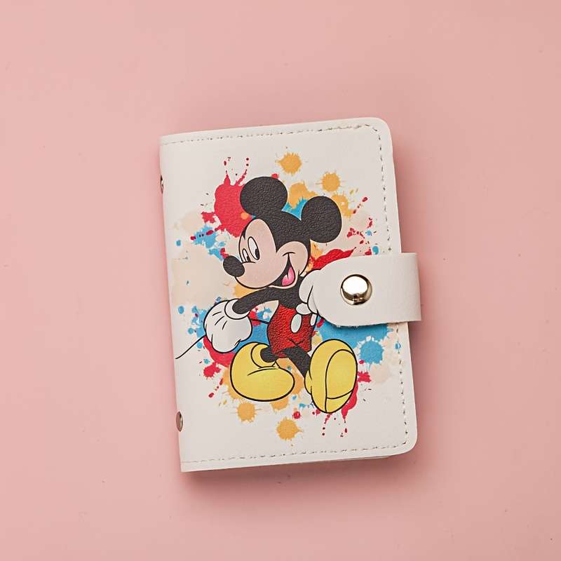 Mickey Mouse Cartoon Walletcompact Id Card Holder With Buckle Closure Colorful Design Ha