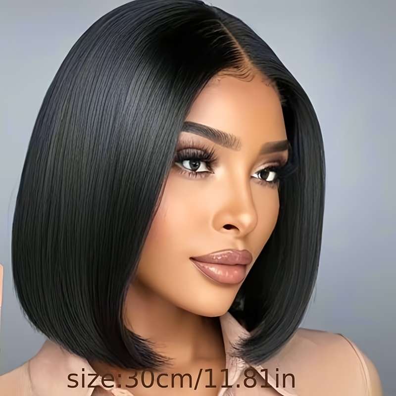 Black Womens Wigs Hair Length 30.48Cm