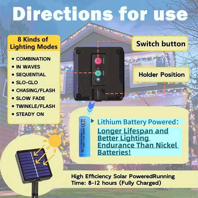 300 Led Solar Powe Outdoor Fairy 7M Red