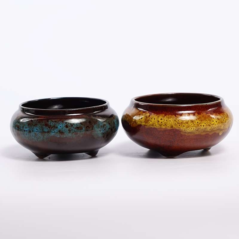 Flowerpot Color 2Pcsyellowredsmall Scale Modelwith Plastic Base