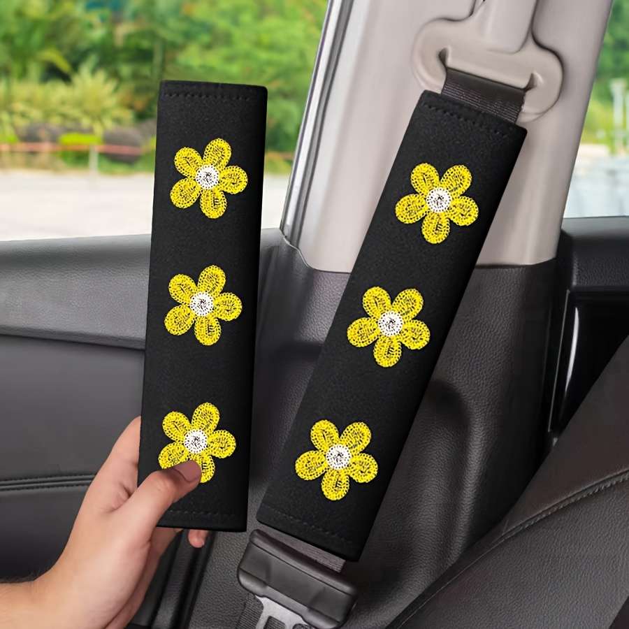 Car Seat Belt Covers Golden Multiflora Quantity 2Pcs