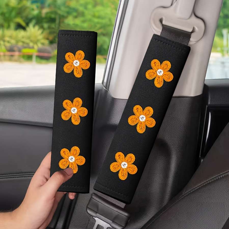 Car Seat Belt Covers Golden Multiflora Quantity 2Pcs