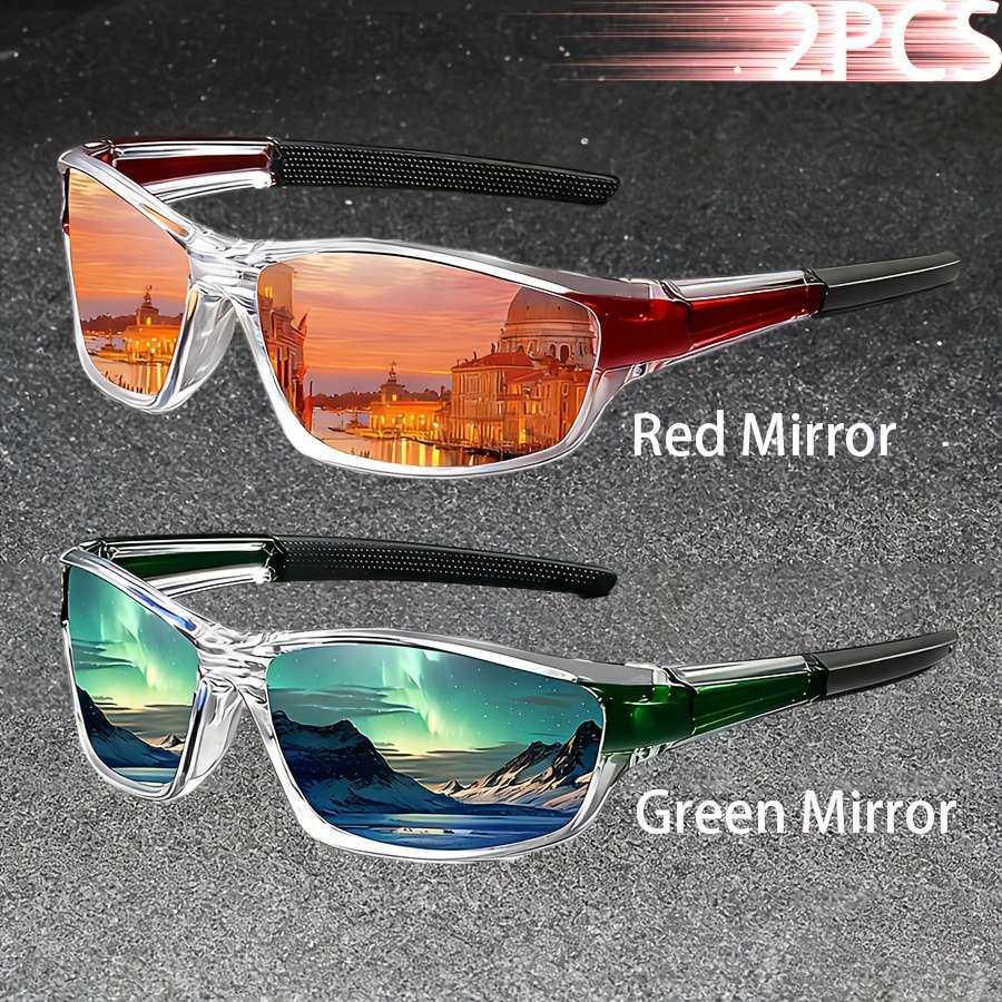 Cycling Glasses Color 2Pcs Redmirror Greenmirror