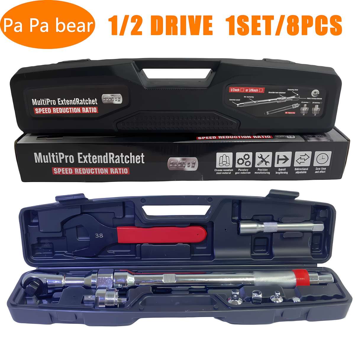 2-in-1 Manual Ratchet Extension Wrench