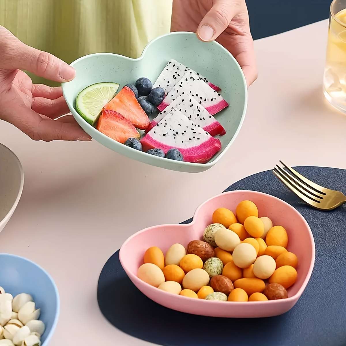 Bowl Color 6Pcsheart Bone Spitting Dish  Base  Pink