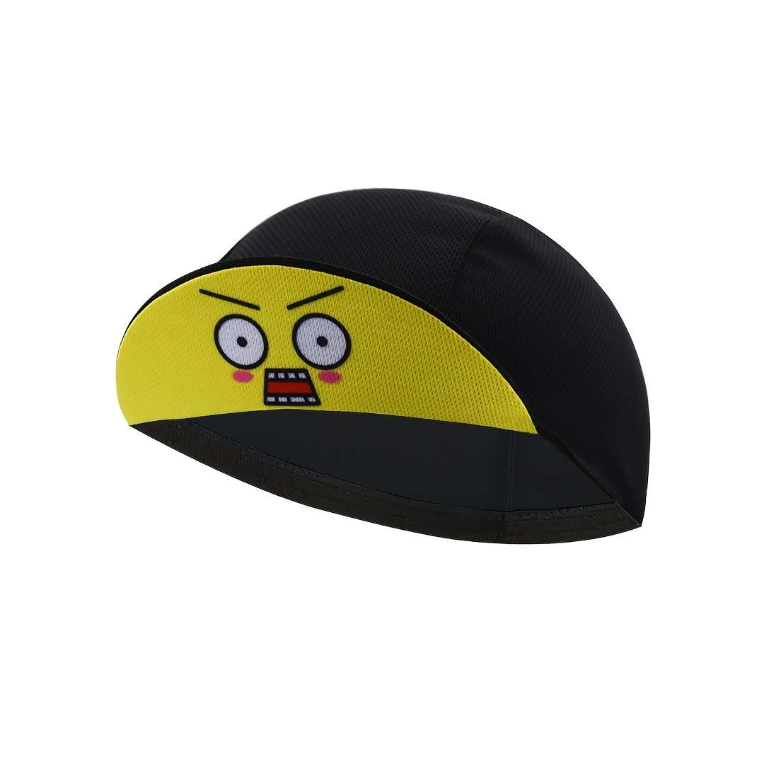 Breathable Cycling Cap With Funny Facial Expression Black White Polyester Hand Washable
