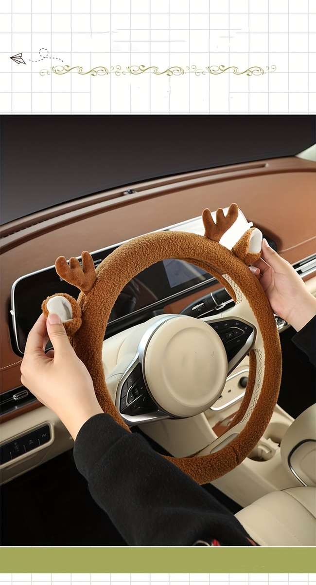 Car Steering Wheel Cover White Model D Type